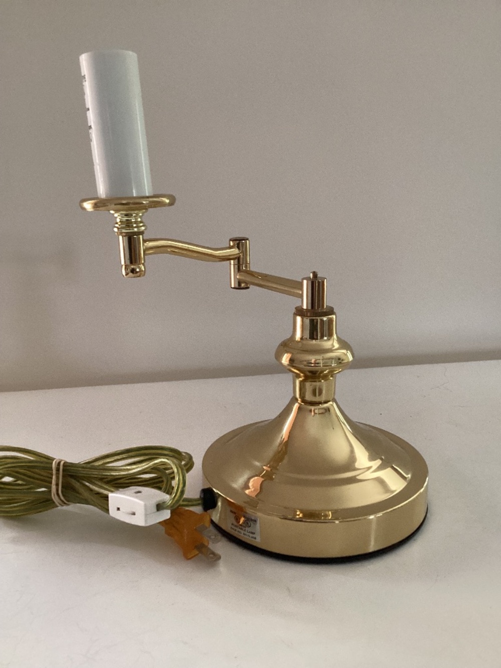 Pre-owned Brass Swing Arm Table Lamp  no bulb or shade